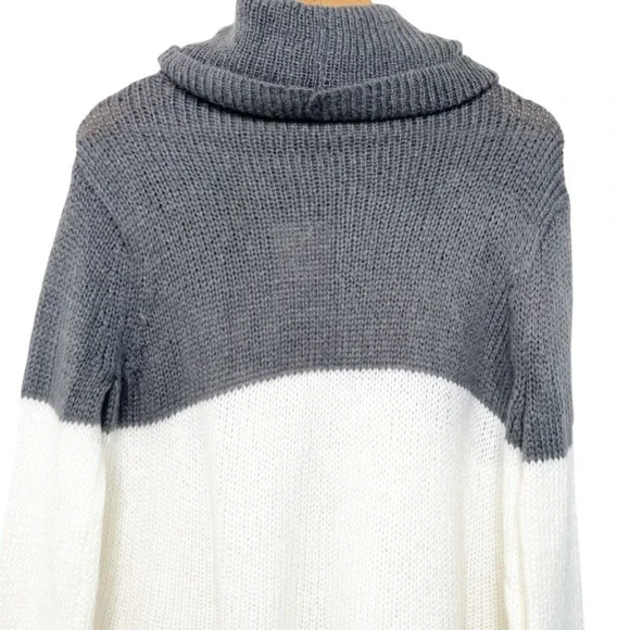 Wooden Ships NWT Snow Cowl Neck Chunky Knit Sweater Grey White Mohair Wool XS - Picture 5 of 8